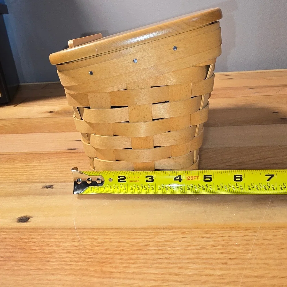 Longaberger Handwoven Wood Basket Recipe Holder Lid and Liner 2001 Dresden Ohio